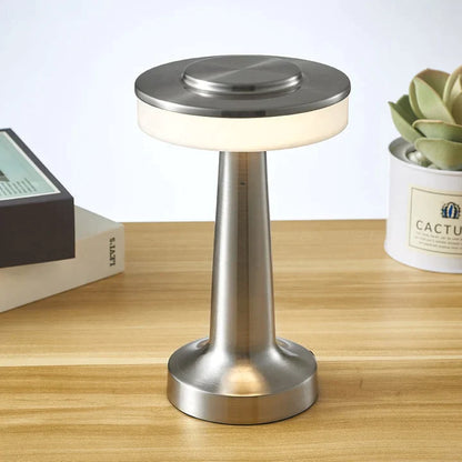 Glow Modern Cordless Flat Top Mushroom Lamp